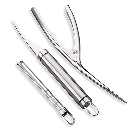 Shrimp Deveiner Tool, 3 Pack Shrimp Peeler, Stainless Steel Shrimp Cleaner Set, Home Kitchen Creative Tools, Gift for Shrimp Lovers, Silver