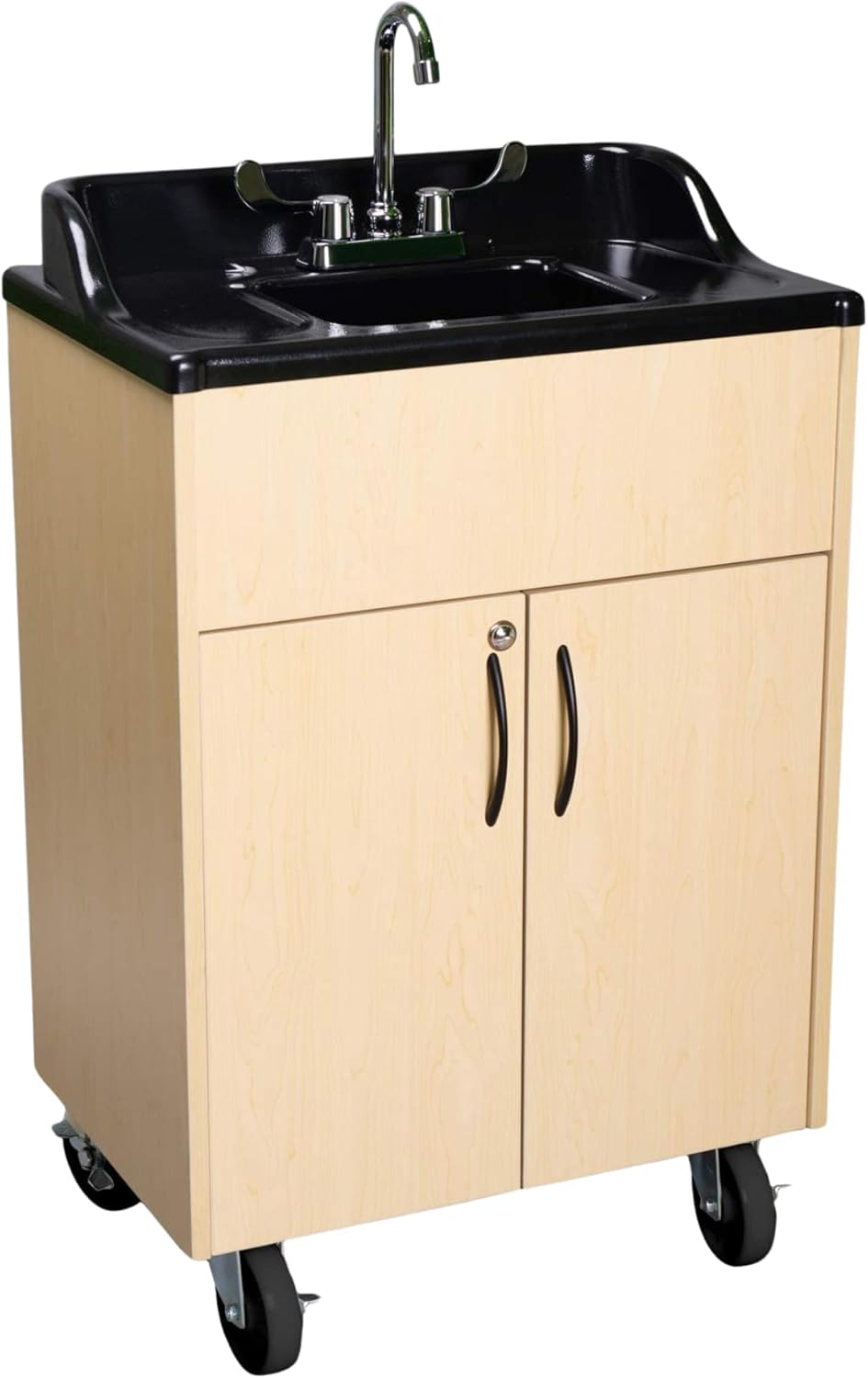 Premier Portable Sink Hand Wash Station – Single Basin Portable Handwashing Sink with Hot Water – Portable Handwashing Station for Classrooms, Daycares, Spas, Medical Facilities & Food Service (Maple)