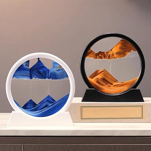 Miniatura 25 de Arthink Imagen artística de arena en movimiento redonda de vidrio 3D de paisaje de mar profundo, paisajes de arena dinámicos, decoración de mesa