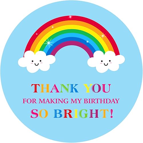 joycraft 60 calcomanías de agradecimiento de arcoíris, calcomanías redondas autoadhesivas azules de 2 pulgadas, calcomanías de regalo personalizadas