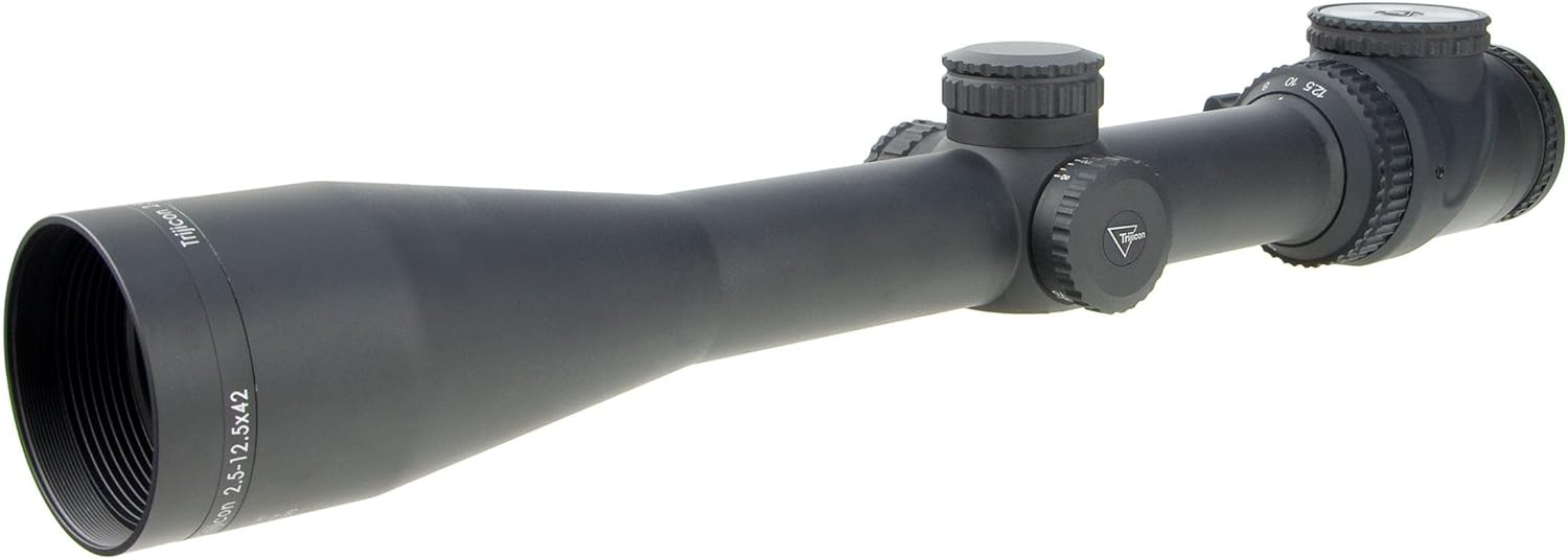 Trijicon TR26-C-200105 AccuPoint 2.5-12.5x42mm Riflescope, 30mm Main Tube with BAC Red Triangle Post Reticle, Matte Black