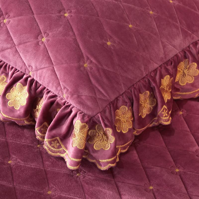 Taies d'oreiller lit velours broderie ensemble dormir rectangle décor maison - 3