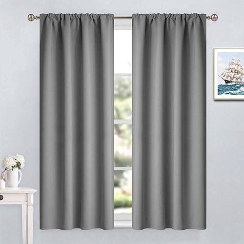 Yakamok Cortinas opacas para oscurecer la habitación, con aislamiento térmico, bolsillo para barra, cortinas de ventana para sala de estar, 38 x 54