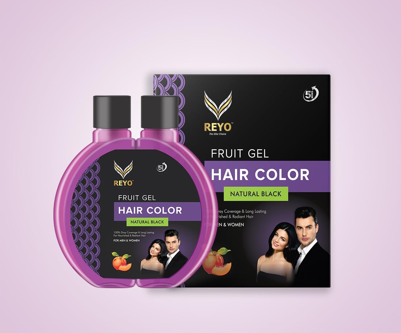 Reyo Fruit Gel Hair Color - 120ml | No Ammonia & No Chemicals | Hair dye for men and women natural black | Pack of 1