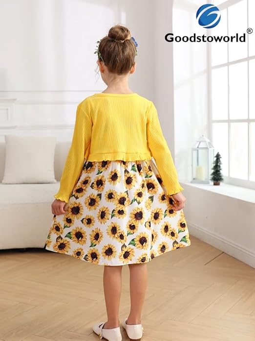Toddler Girls Winter Dress – Long Sleeve Cotton Playwear With Christmas Appliques (Size 2-8)