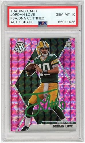 Jordan Love 2020 Panini Mosaic Camo Pink Autograph RC Card #211 PSADNA 10 (Green)