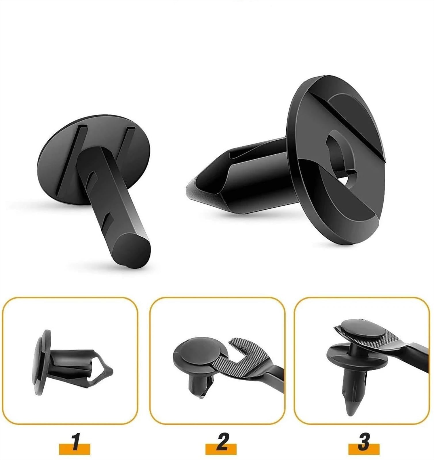 100-Pack Car Trim Push Pin Rivets — Bumper, Door Panel & Interior Retainer Clips (Universal)