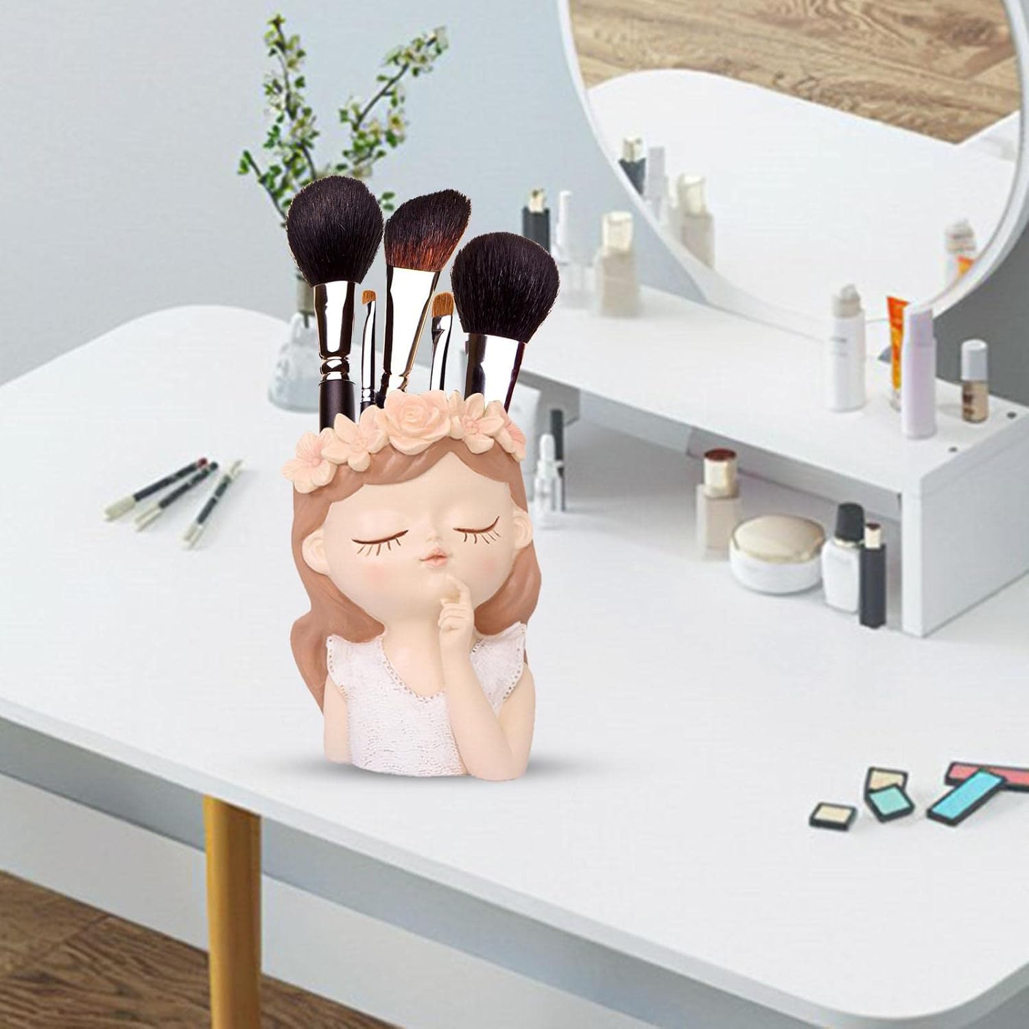 Naysku Silicone Flower Pot Mold, Girl Head Flower Pot Mould, Silicone Flower Planter Mould, Concrete Clay Resin Craft Molds Garden Decor for Flowerpot Soap Cake