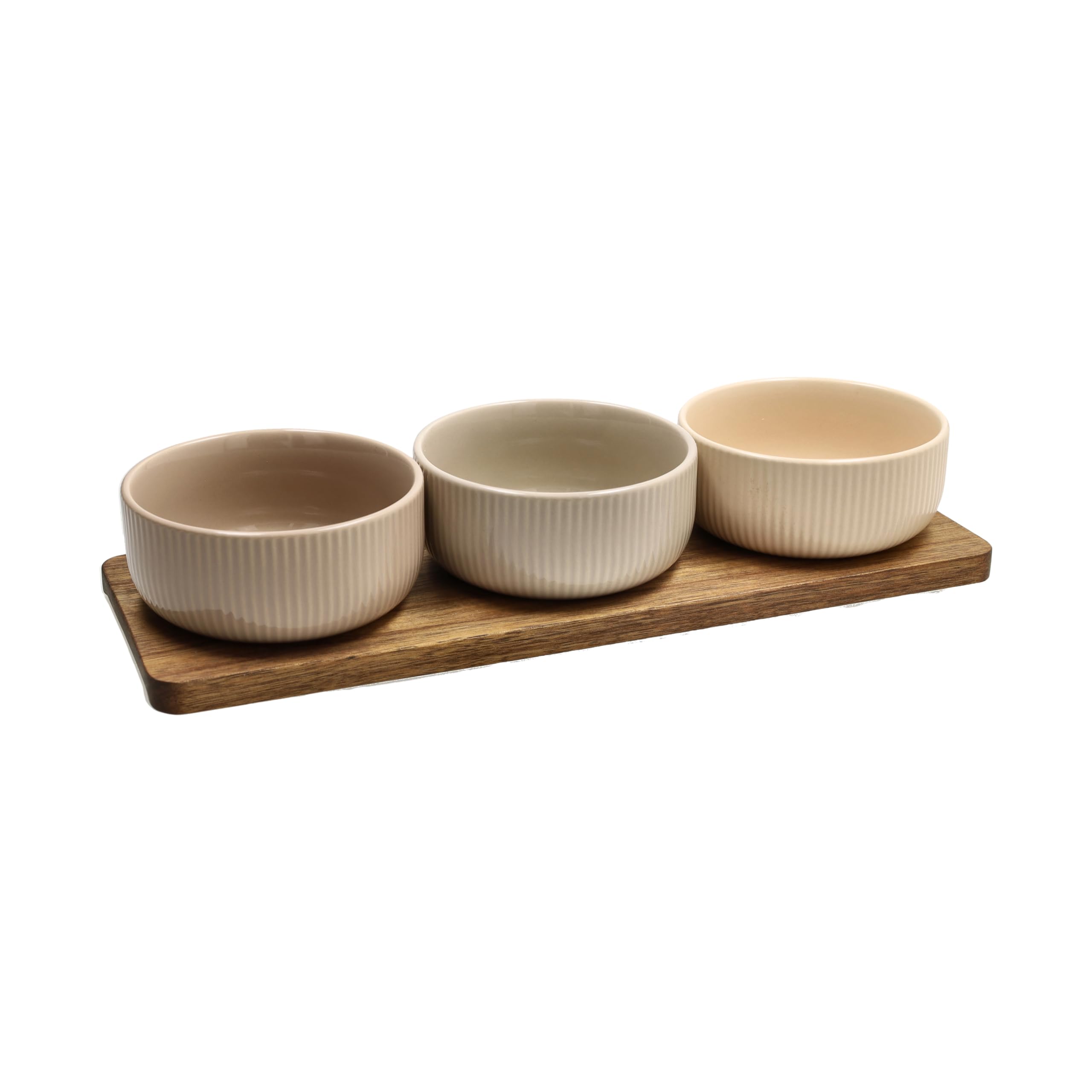 Tognana, Set of 3 Bowls + Rectangular Tray 32 x 11 cm Plume, Stoneware, Multicolour