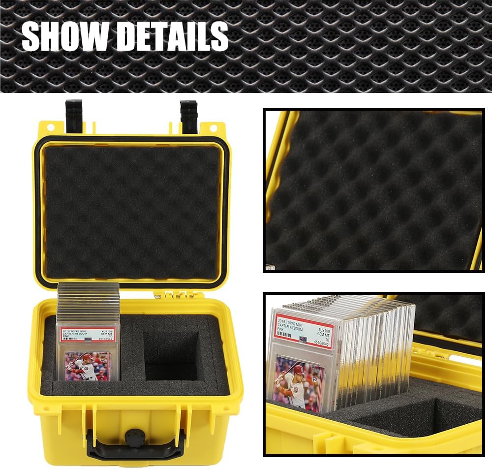 G-PLUS Graded Card Storage Box Fit BGS PSA SGC FGS Weatherproof Graded Sports Trading Cards(Small, Yellow)