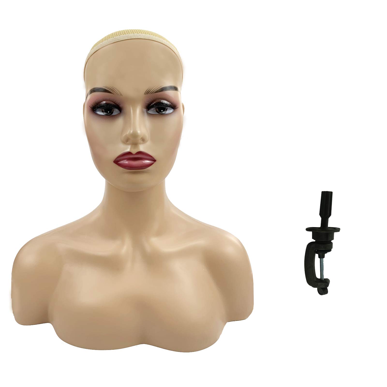 Buy Caucasian Mannequin Head with Shoulders PVC Manikin Head Realistic
