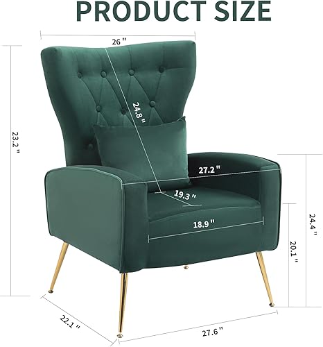 Miniatura 59 de Sillas modernas para sala de estar, sillón de terciopelo con almohada lumbar, sillas de dormitorio con respaldo alto, silla de tocador, silla de