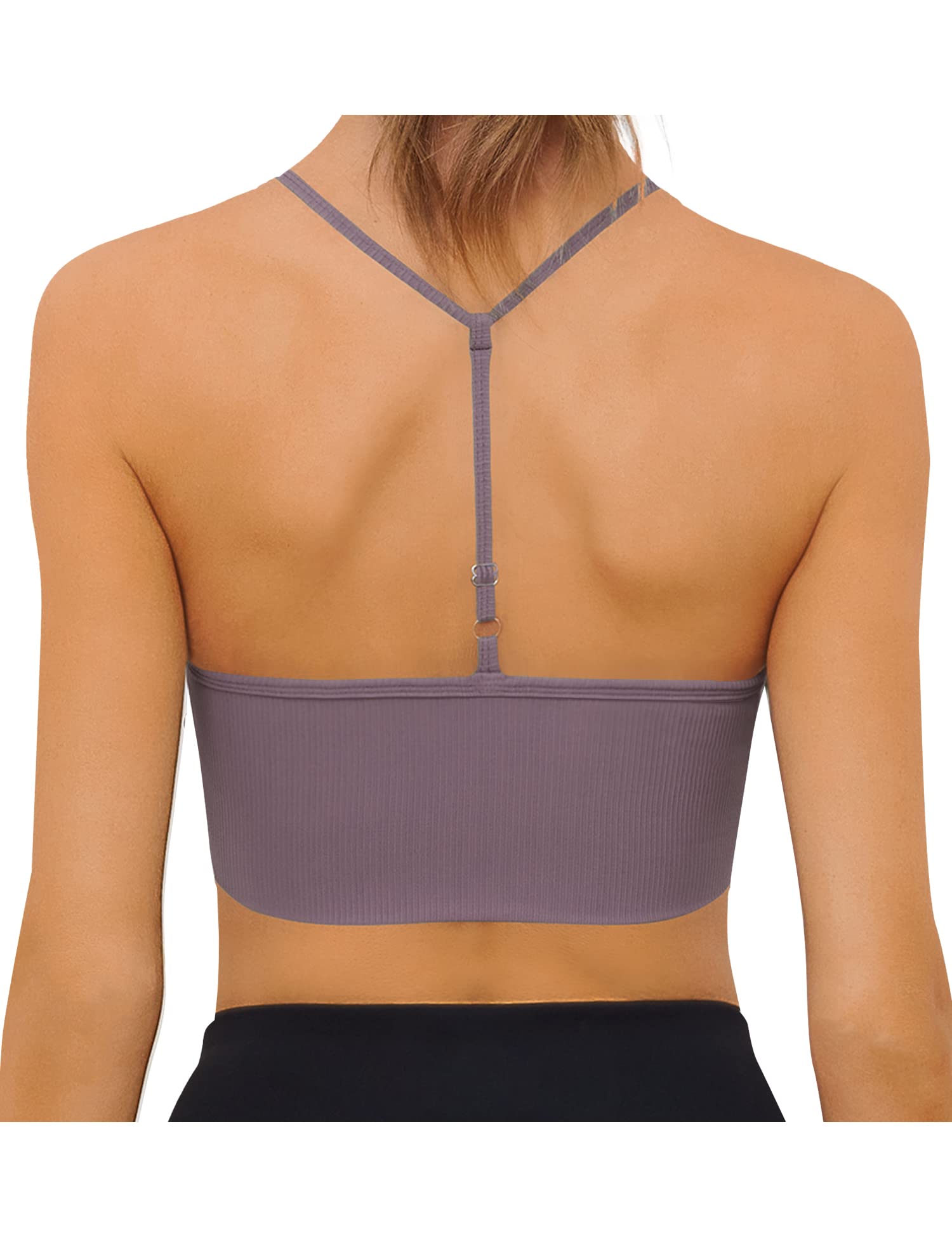 LoovooSports Bras for Women Padded Racerback Medium Support Comfort Stretch Fashion Knit Yoga Bra