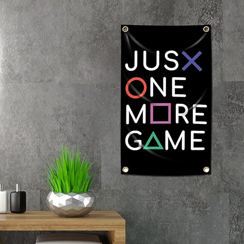 Miniatura 4 de Bradykin Tapiz Just One More Game Banner Flag Gaming Wall Tapestry Videojuegos Decoración del hogar 3 x 5 pies, arte colgante para dormitorio, sala