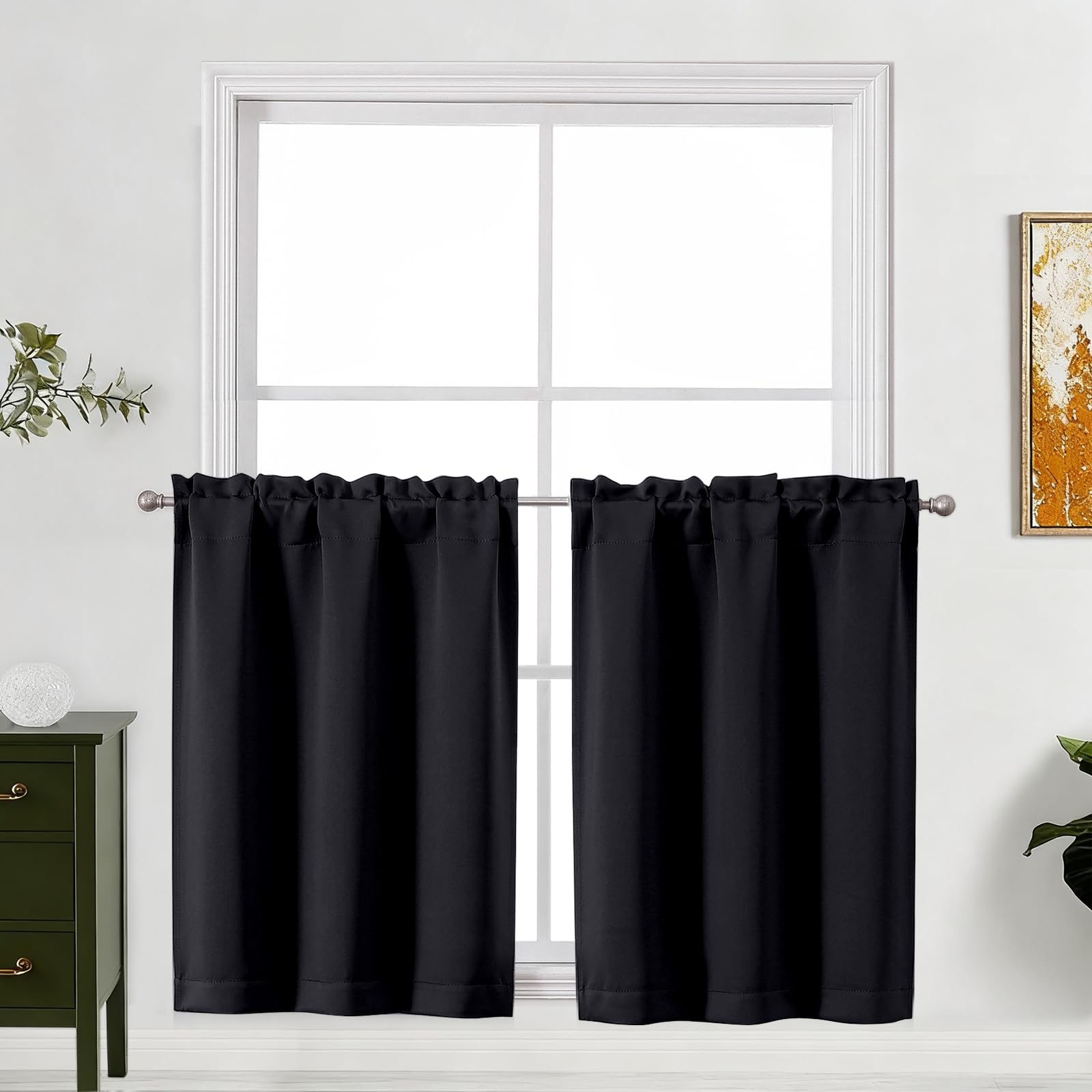 Photo 1 of Lecloud Blackout Kitchen Curtains, 30" L (Pack of 2)