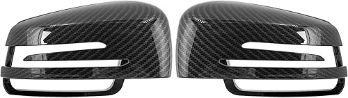 X AUTOHAUX Par de espejos retrovisores exteriores, cubierta de espejo de puerta, patrón de fibra de carbono para Mercedes Benz a B C E GLA Class
