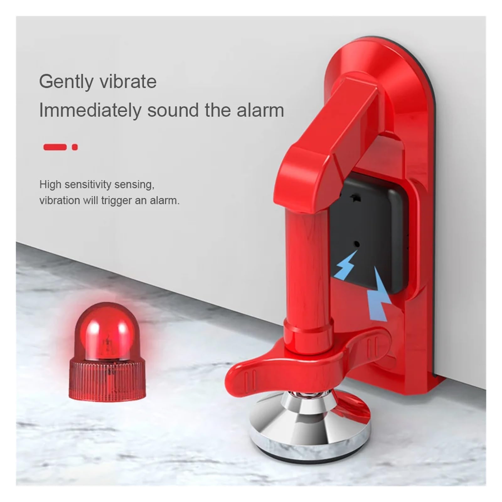 Tope de puerta con alarma portátil, ventosa, cerradura de puerta, soporte (no alarma/tipo alarma), dispositivo de seguridad de autodefensa antirrobo.(schwarz)