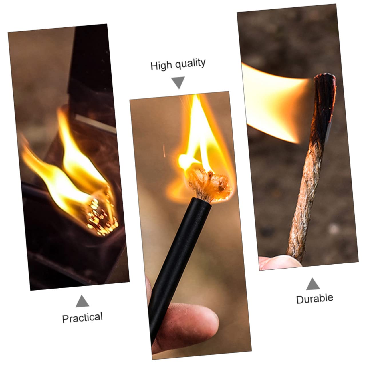 LIOOBO Sets Camping Fire Rope Wax Fire Rope for Hiking BBQ Emergency Kit Windproof Easy Ignition Aluminum Handles Trim to Desired Length Pcs
