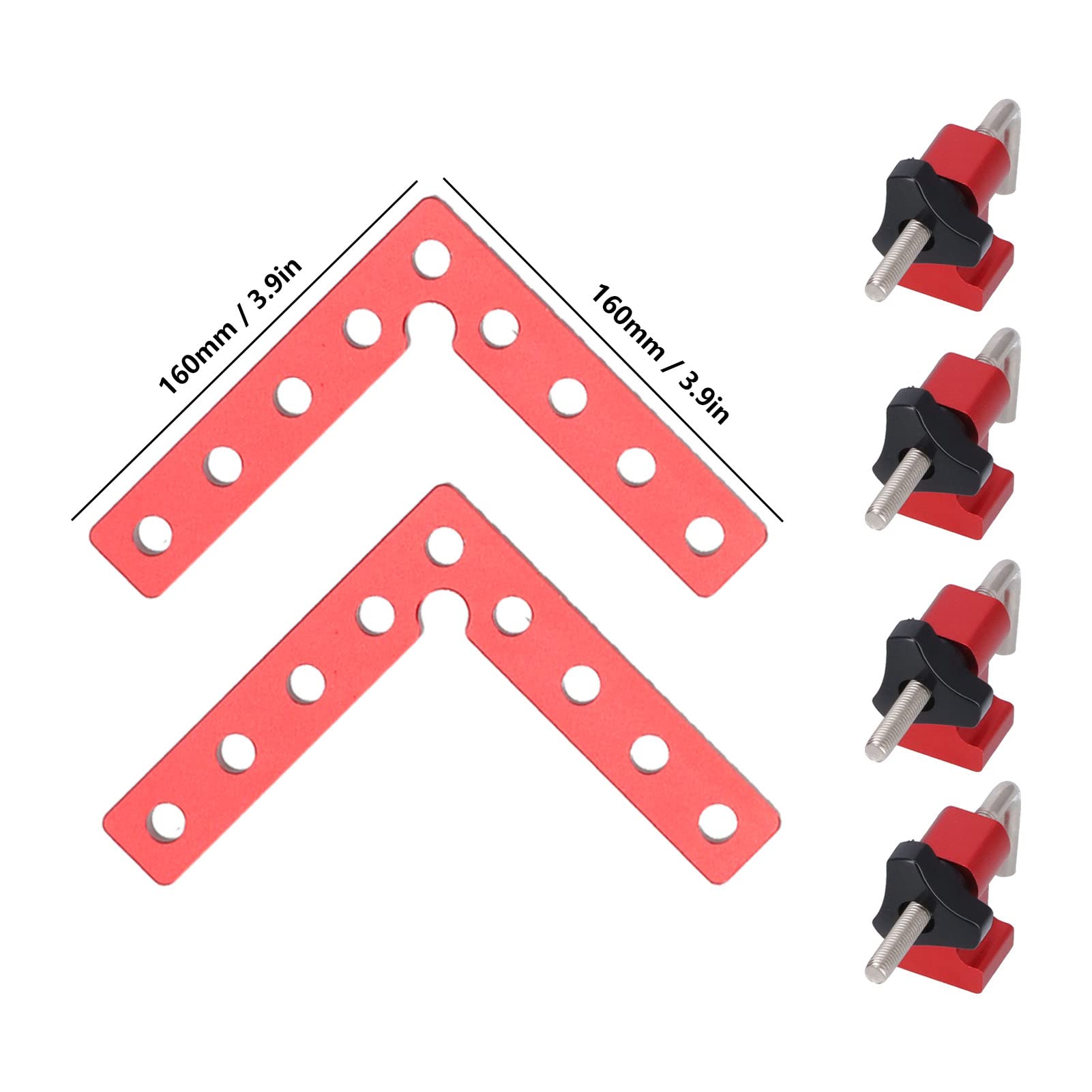 90° Positioning Square Set, Woodworking Right Angle Fixture, Aluminum Alloy Material, Metric Imperial Measurement, Includes Positioning Blocks and Screw Rods, for Accurate Woodwo (160mm)