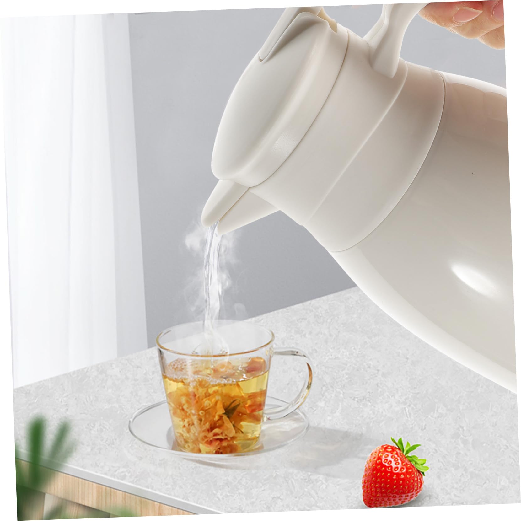 Bouteille Isotherme D’eau Chaude 1 L en Verre Blanc Poignée