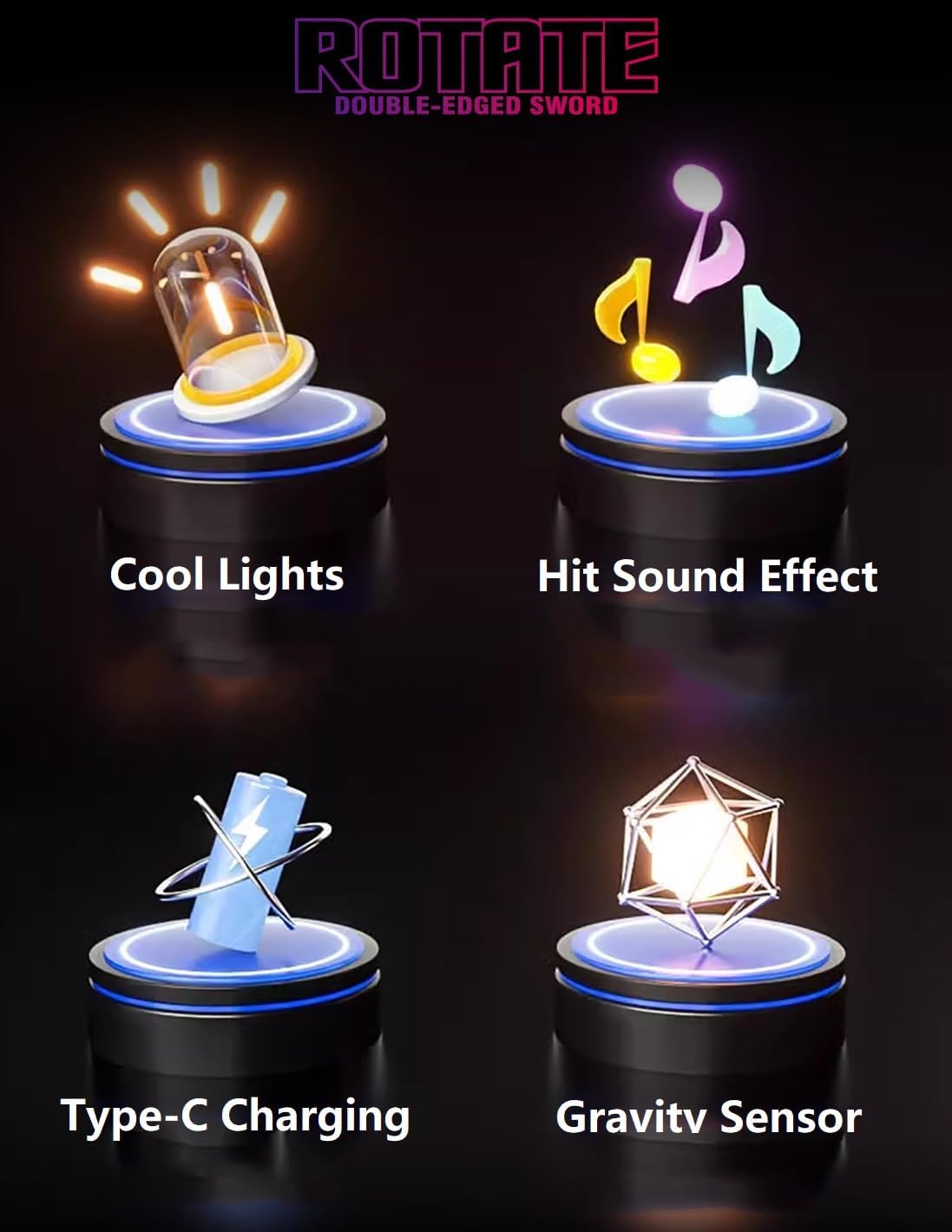 Double-Bladed Lightsaber Retractable-Bearing Spin Function Cool Illumination & Sound Effects