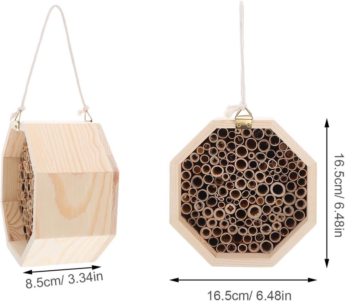 BESPORTBLE Wooden Insect House Bee Nesting Box Outdoor Garden Bug Hotel Shelter for Bees Butterflies Ladybugs Natural Habitat