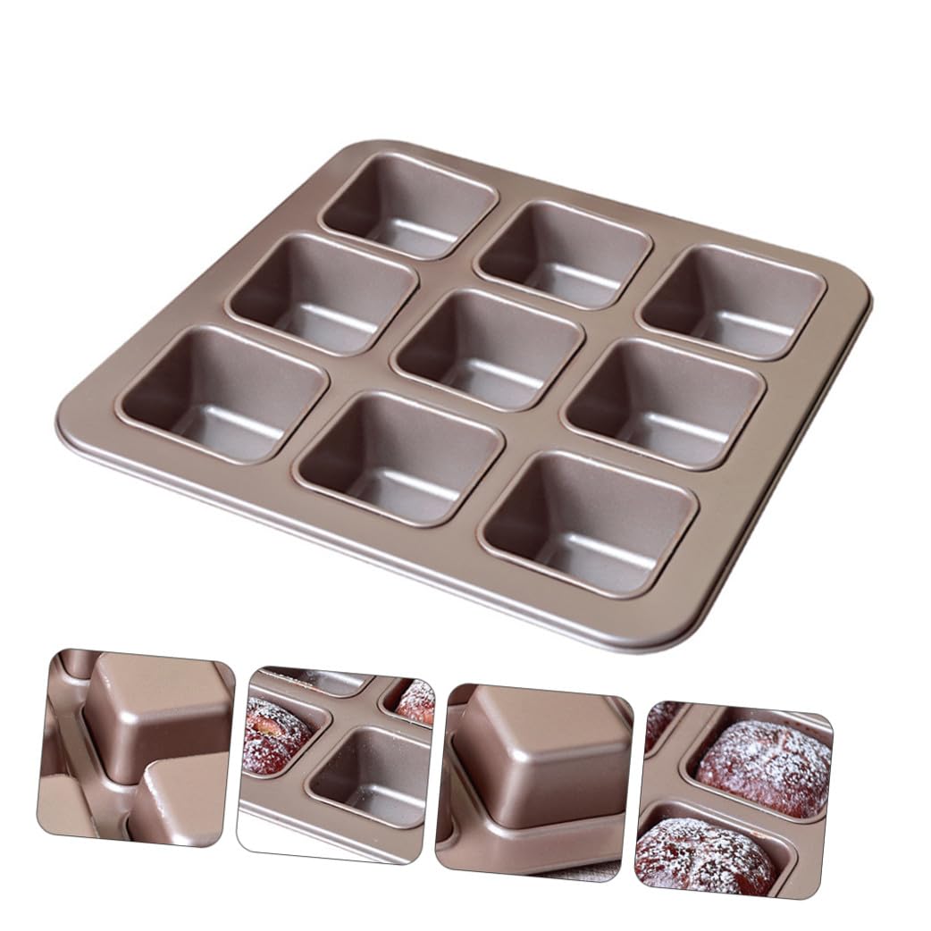 Healifty Moule à Gâteau Carré en Acier au Carbone 9 Compartiments Antiadhésif Chauffage Uniforme et Facile à Nettoyer pour Pâtisserie Maison