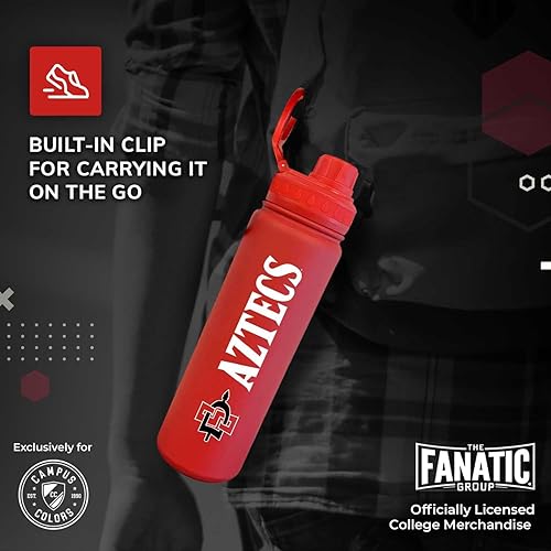 Vista 36 de Campus Colors Botella de agua de acero inoxidable de la NCAA, tapa giratoria, 24 onzas, clip de transporte, mantiene tus bebidas calientes o frías