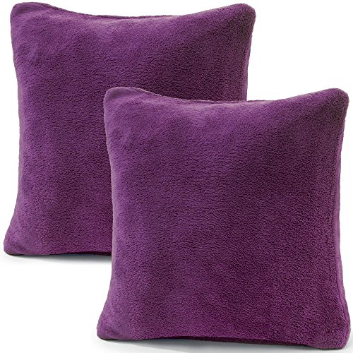 CelinaTex Comfortable Housse de Coussin Lot de 2 Fermeture Éclair Microfibre 50 x 50 cm Lilas