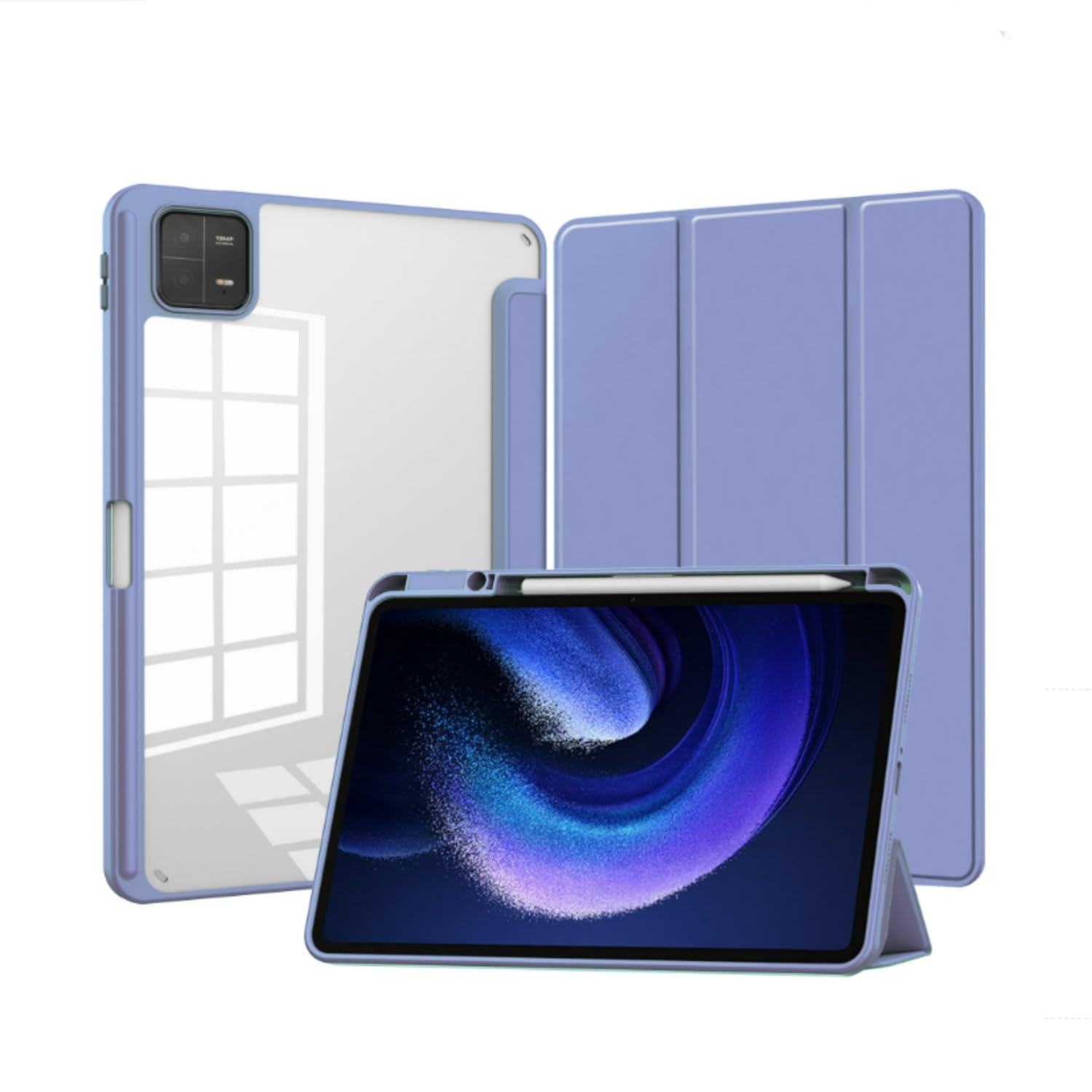 SKEIDO for Xiaomi Pad 6 Case 2023 Mi Pad 6 Smart Cover with Pencil Holder For xiaomi pad 6 Pro 11 inch PU Transparent Cover Funda (Purple)
