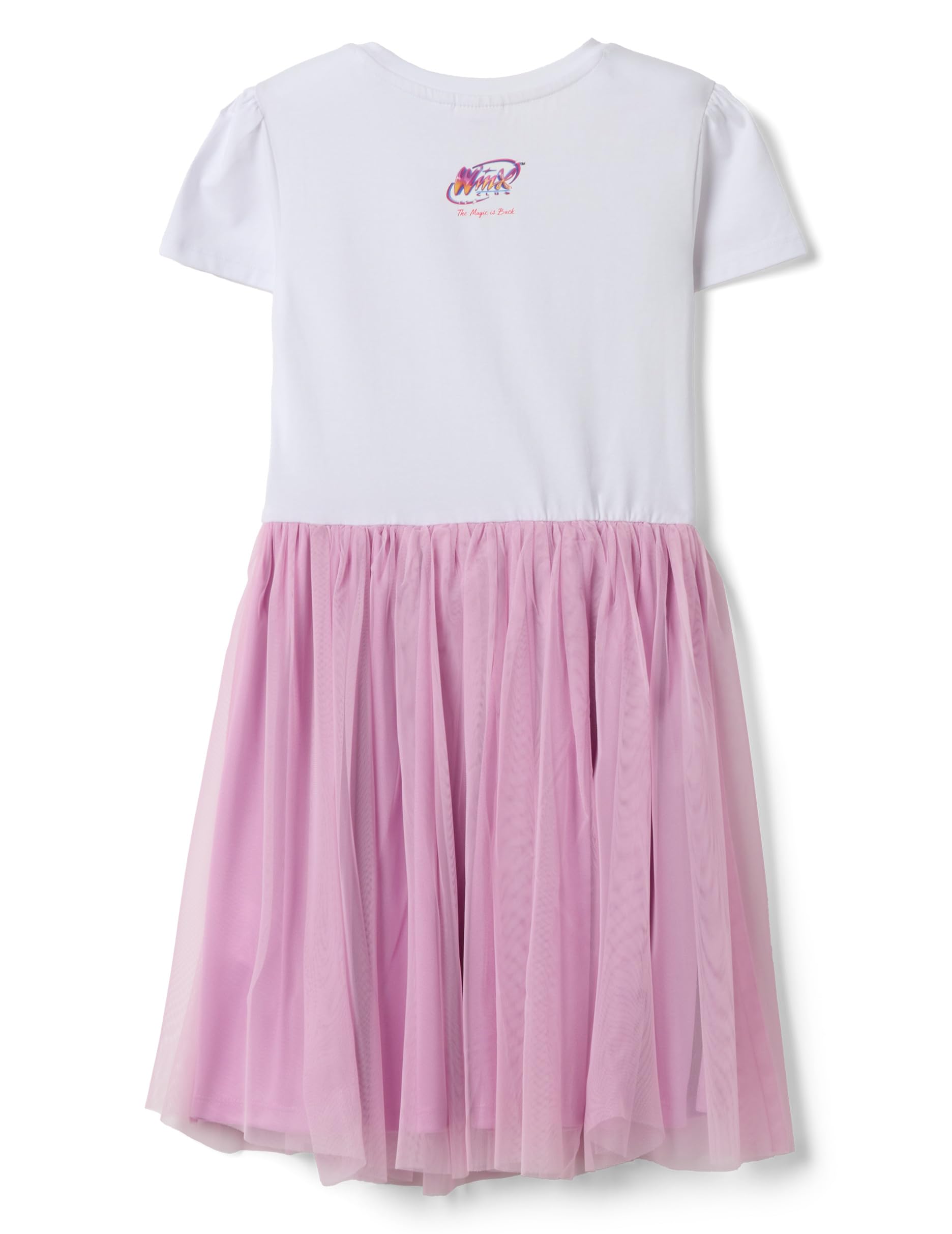 OVS Kids Abito Mini Rosa e Bianco in Cotone Elasticizzato con Tulle per Bambina Regular Fit