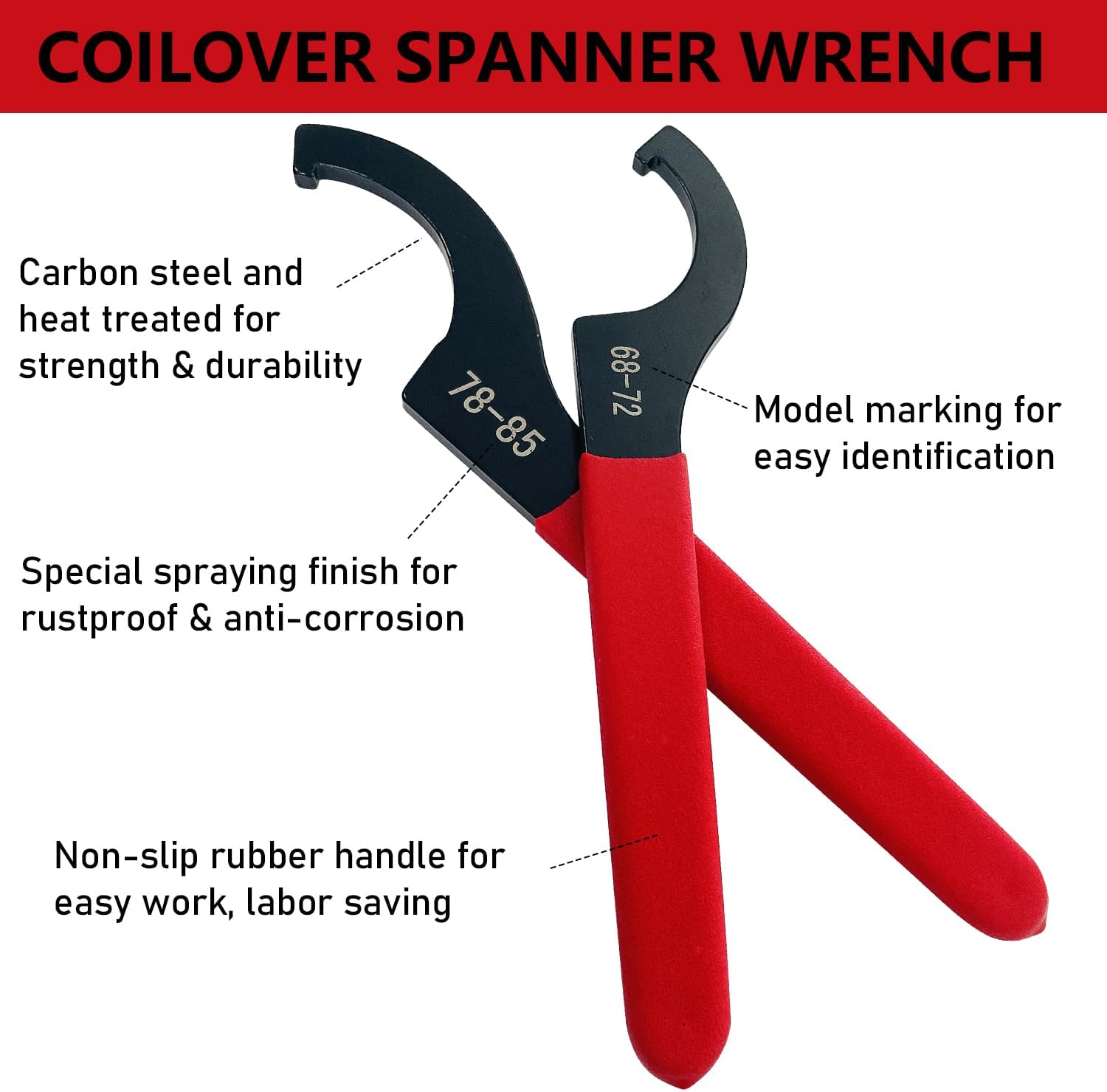 10Pcs Coilover Spanner Wrench Set, Universal Shock Spanner Hook Wrench Tools for Suspension Collar System and Shock Adjustment