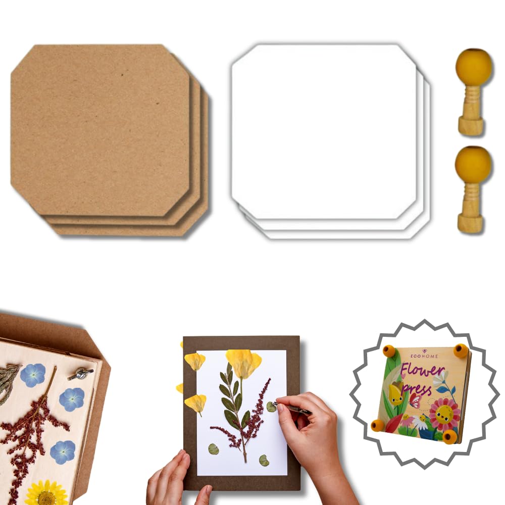 Flower Press Kit Replacement Cardboard Sheets - Ideal for Paper Crafting with Dried Flowers, Extends Lifeline, & Versatile Use in Botanical Art, 7"x7" Size