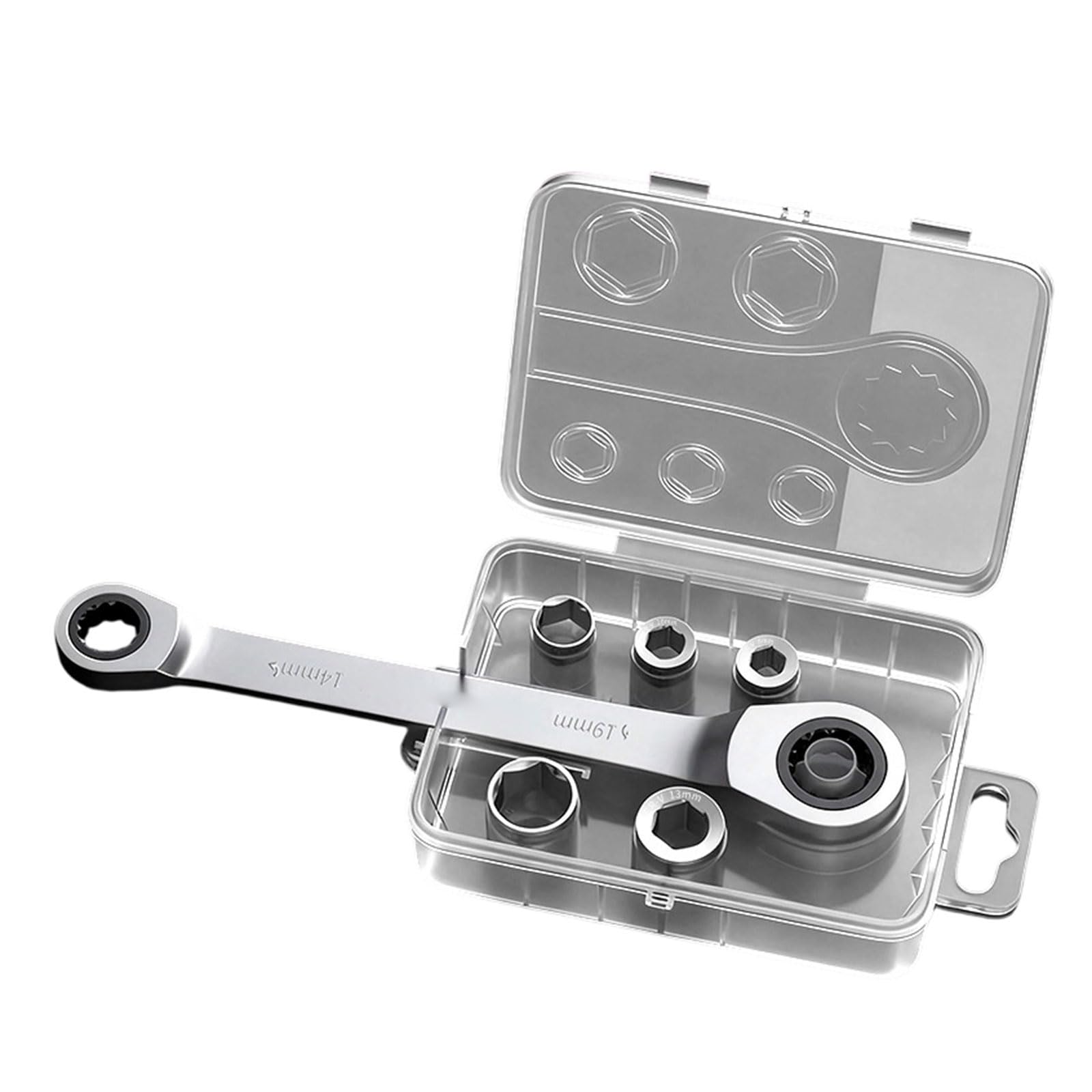 Zbiianxer Fixed Head Direction Ratcheting Wrenches 8 To 19Mm Double Head Rusts Resistant Quick Releases Spanner Hand Tool Flexible Wrench
