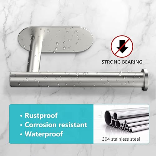 Miniatura 2 de VMVN Soporte adhesivo de pared para papel higiénico, soporte de rollo de papel higiénico para baño, soportes de papel higiénico de acero inoxidable