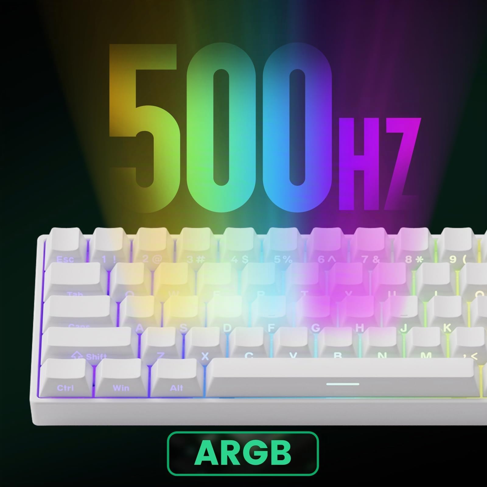MONSGEEK FUN60 Pro Clavier de jeu à déclenchement rapide 8K SP Interrupteur magnétique HE Clavier filaire 60 % Blanc brillant (interrupteur magnétique réfléchissant)