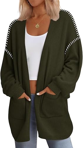 HDLTE Oversized Chunky Cardigan Sweaters for Women Fall Long Open Front Lightwei