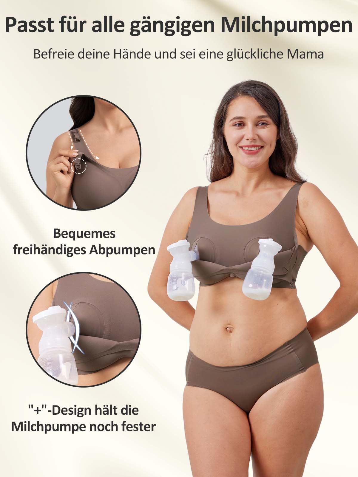 Reggiseno Allattamento Mani Libere, Doppio Strato e Sostegno Potenziato | Adatto per tiralatte, taglie S-4XL, coppe 3C-9E. Doppio uso estrazione latte e allattamento