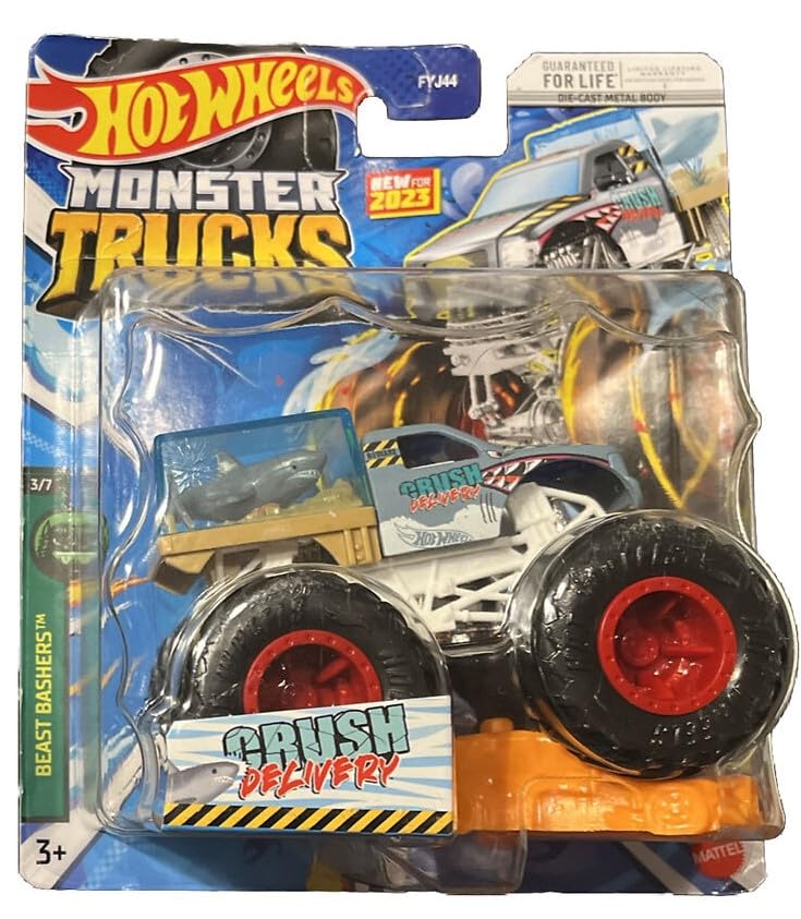Hot Wheels Monster Trucks New for 2023 1:64 Scale (Crush Delivery Beast Bashers 3/7)