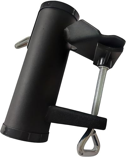 Soporte de abrazadera para paraguas para exteriores, resistente con clip de montaje para sombrilla de patio, color negro