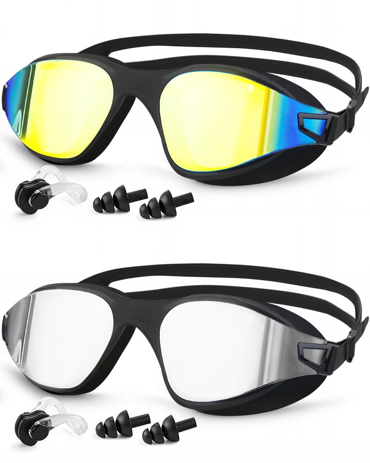 Swimming Goggles 2 Pack, Professional Anti Fog No Leaking UV Protection Swim Goggles for Women Men Adult Youth