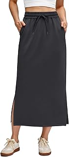 Smoofit Maxi Skirt for Women Modal Soft Drawstring Fall Casual Long Skir...