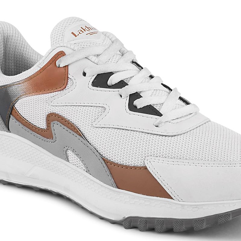 Image of Lakhani aashirwad Men's Sports Shoes | Lightweight Breathable Running Shoes for Men | Flynet Upper, Phylon Sole | Flexible, Comfortable Lace-Up Athletic Shoes