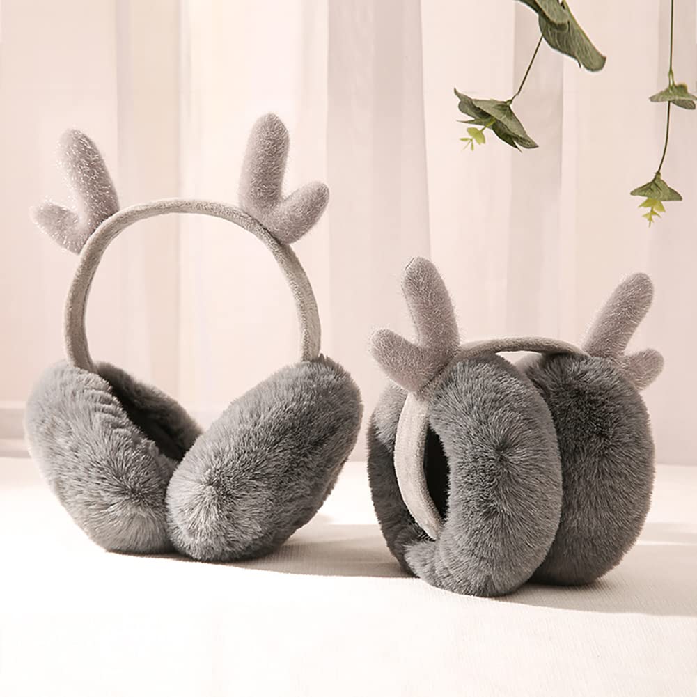 2 Paar Rentier Ohrenschützer – Süße Winter-Earmuffs Aus Plüsch, Faltbar – Für Damen, Kinder & Herbst