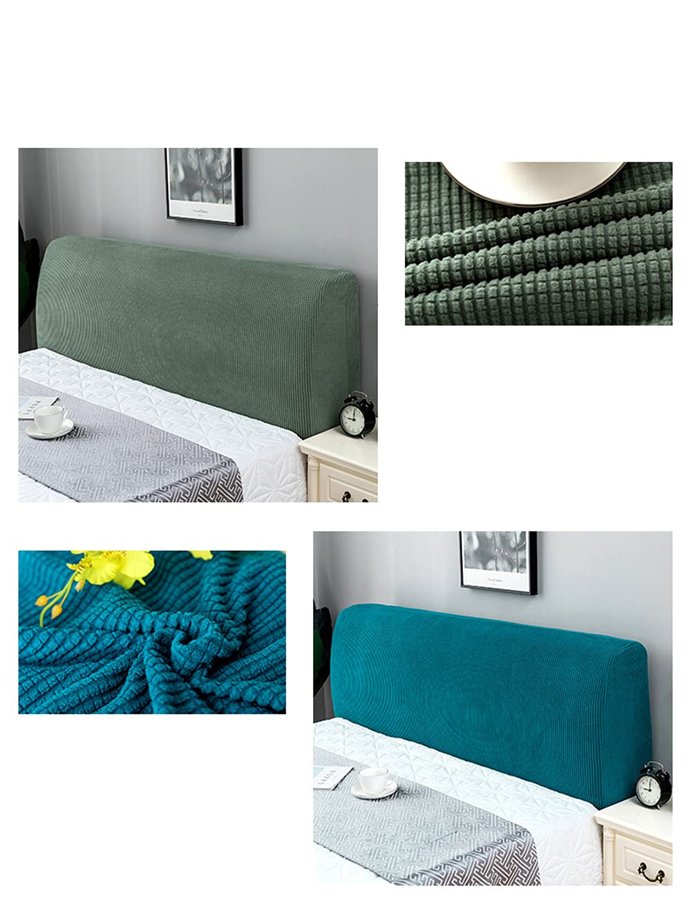 Hoofdbordbekleding voor bed, stretch hoofdbordhoes, rekbare beschermhoes voor hoofdbord, overtrek, afdekking voor gevoerd hoofdeinde, 200-220 cm, lichtgrijs