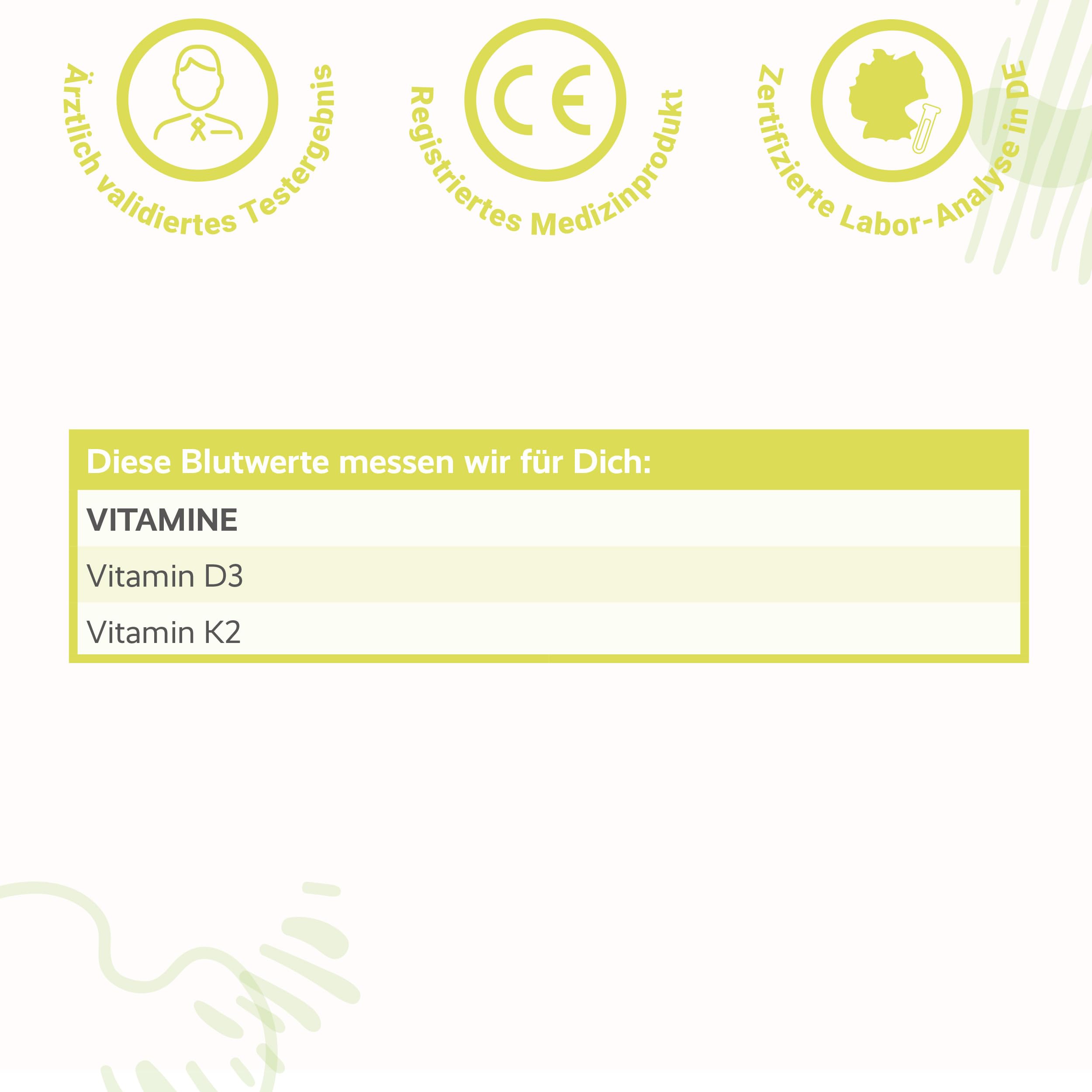 for you Vitamin D3 + K2 Test – Selbsttest für Zuhause – Vitamin D Spiegel messen – Bluttest Kit inkl. Laborauswertung & Ergebnisbericht – einfach & diskret