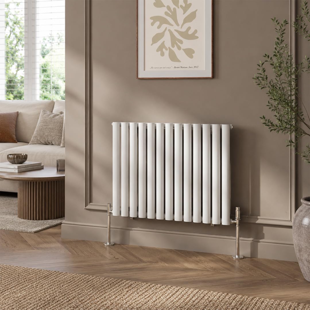Built Right Oval Designer Radiator, Central Heating Radiator, Horizontal & Vertical Single or Double Panel Oval Tube Radiator, White or Anthracite, Multiple Sizes (White, 600 x 780 - Single)