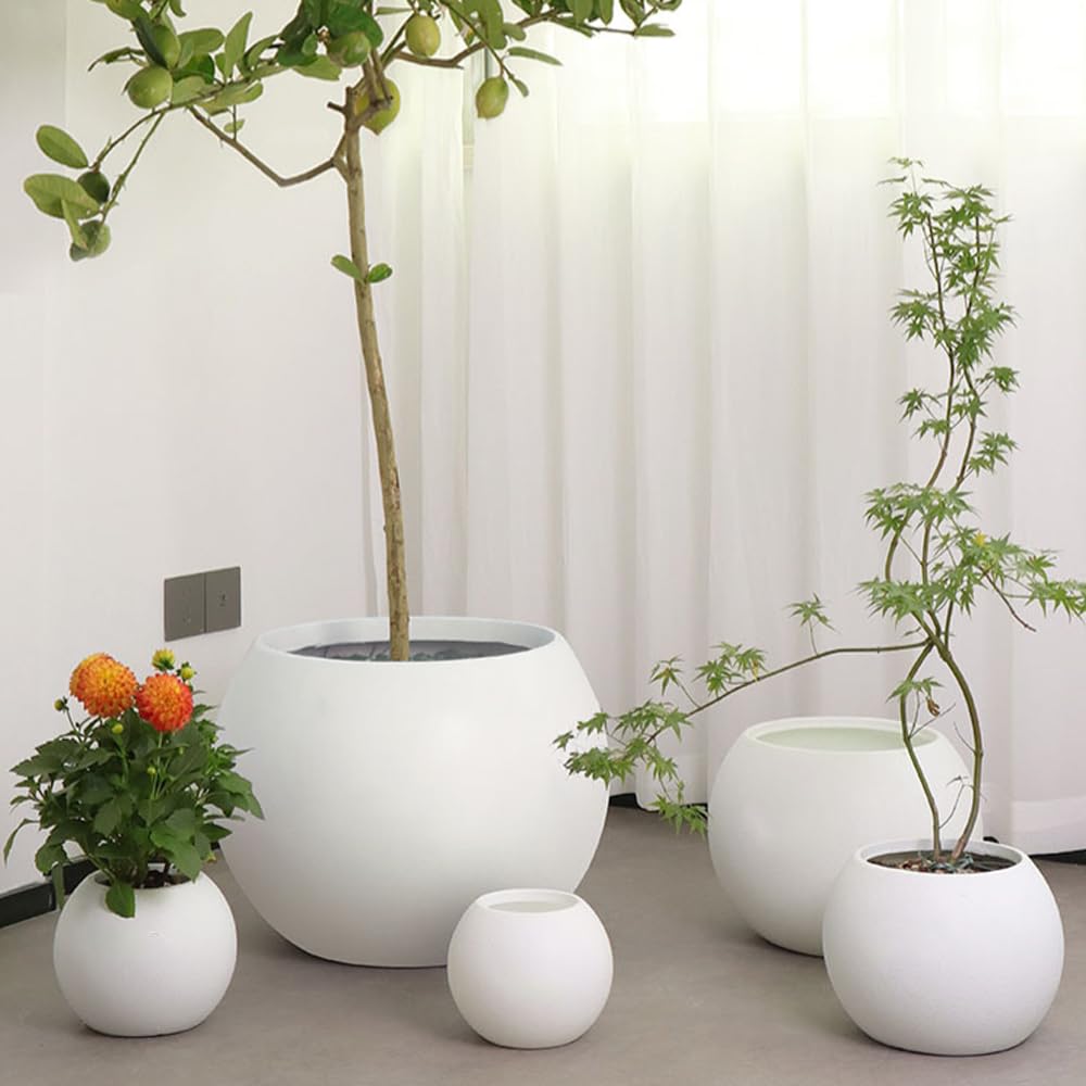 Amazon.com: IOEDHW 2/3 Pack Resin Ball Planter, 10/12/18 Inch White  Imitation Ceramic Desktop Large Plant Pot, Minimalist Round Ball Planter  With Drainage Hole, Flower Pot For Garden Patio Balcony Home Indoor/Out :