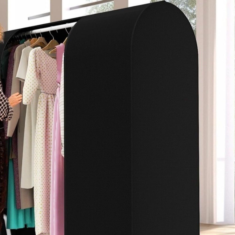 Kleiderständer Abdeckung Staubdicht, 210D Oxford Gewebe Wasserdicht Schutzhülle mit für reißverschluss, Atmungsaktiv Groß Garderobe Hülle für Kleidung Aufbewahrung Schwarz(72*20*60 Inches)