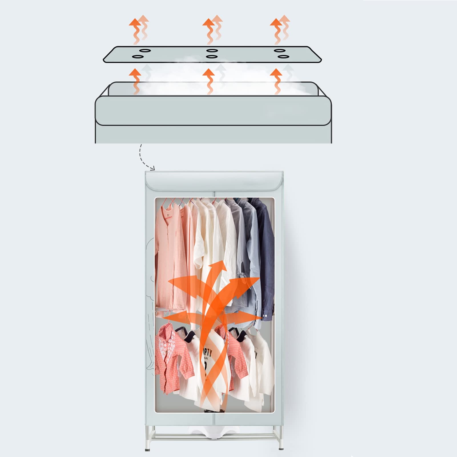 Stendibiancheria Elettrico, Armadio stendibiancheria riscaldato ad Aria Calda efficiente, stendibiancheria Elettrico Portatile, Risparmio energetico 2300w
